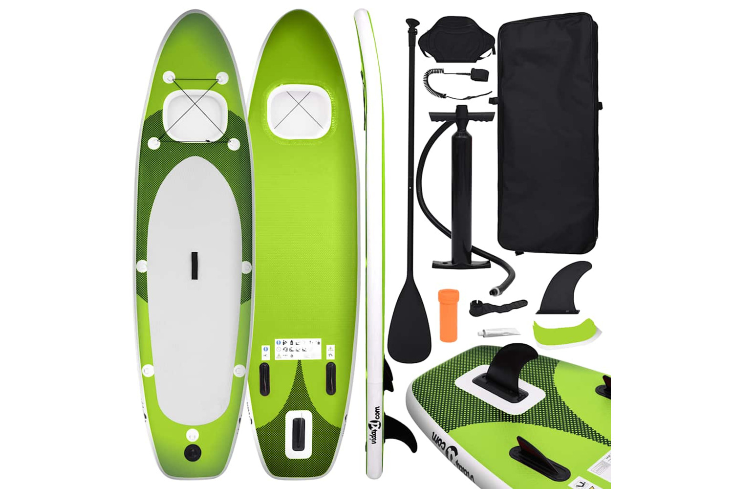 Vidaxl Inflatable Stand Up Paddle Board Set Green 330x76x10 Cm
