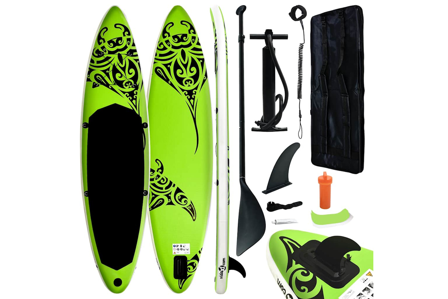 Vidaxl Inflatable Stand Up Paddleboard Set 366x76x15 Cm Green