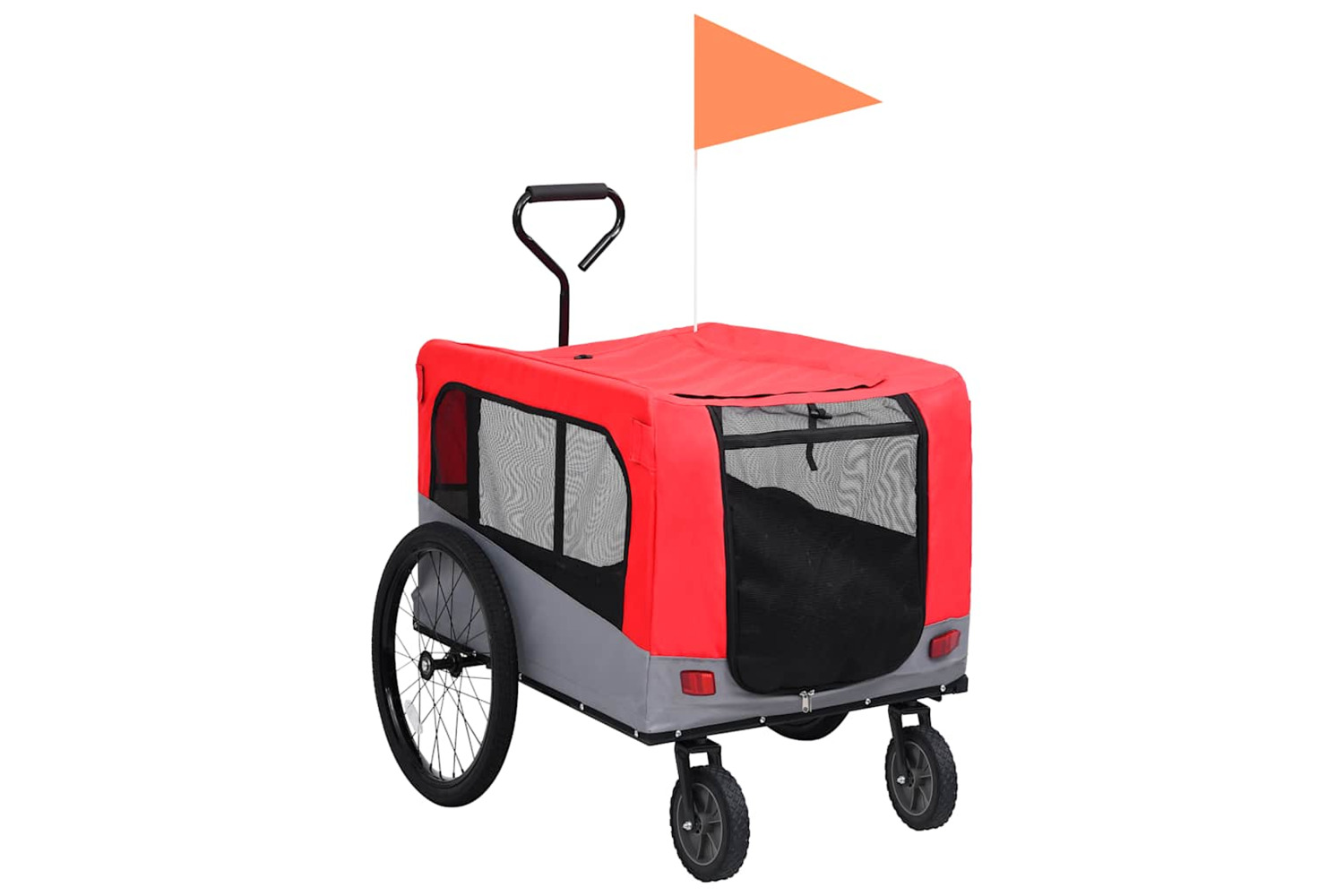 Vidaxl 2-in-1 Pet Bike Trailer &amp; Jogging Stroller Red And Grey