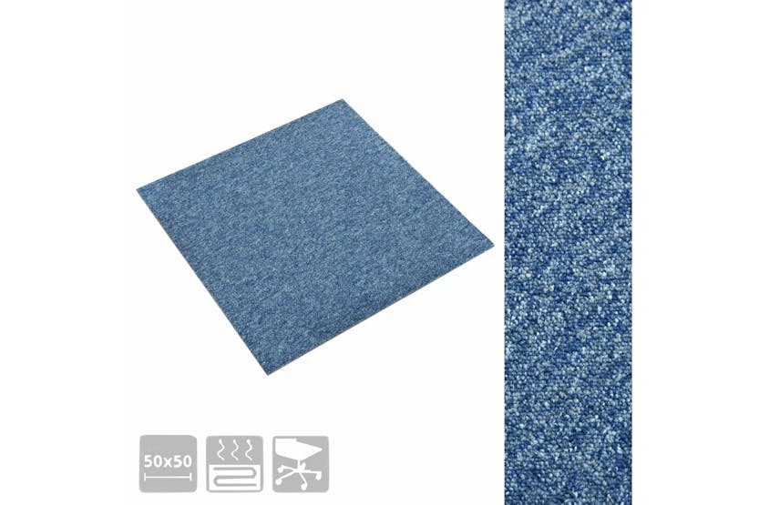 Vidaxl 147316 Carpet Floor Tiles 20 Pcs 5 M2 50x50 Cm Blue