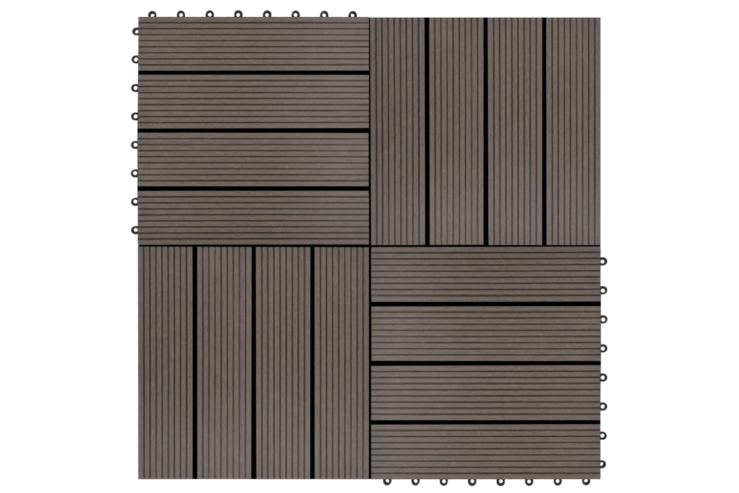 vidaXL 45025 11 Pcs Decking Tiles Wpc 30x30cm 1 Sqm Dark Br