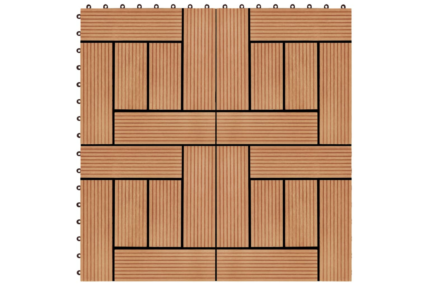 vidaXL 45027 11 Pcs Decking Tiles Wpc 30x30cm 1 Sqm Teak Co