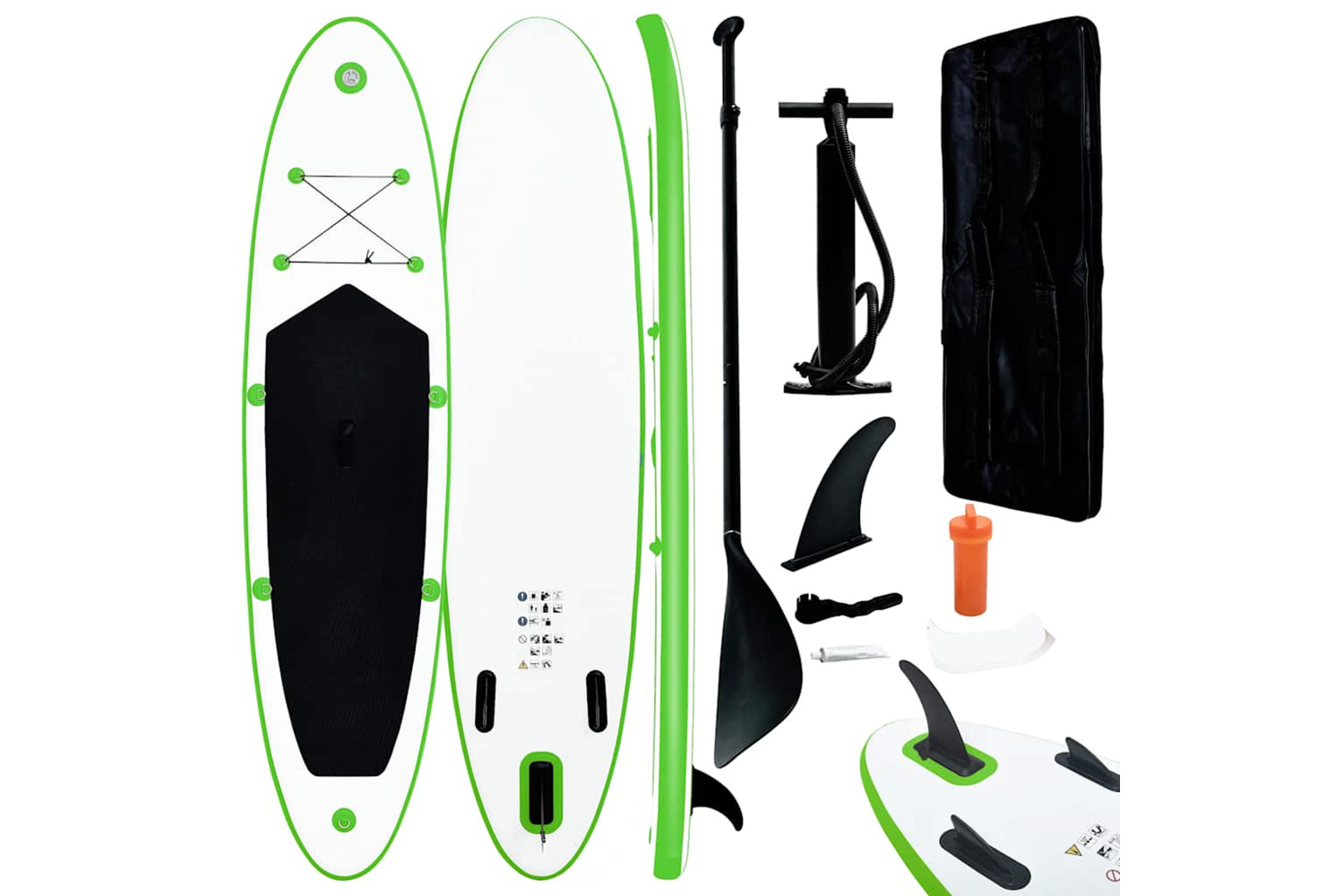 Vidaxl Inflatable Stand Up Paddle Board Set Green And White