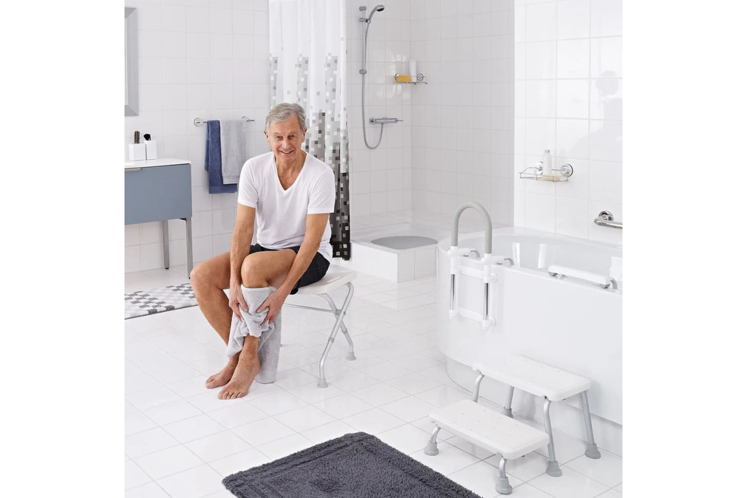 Ridder Folding Bathroom Stool 110 Kg White A0050301