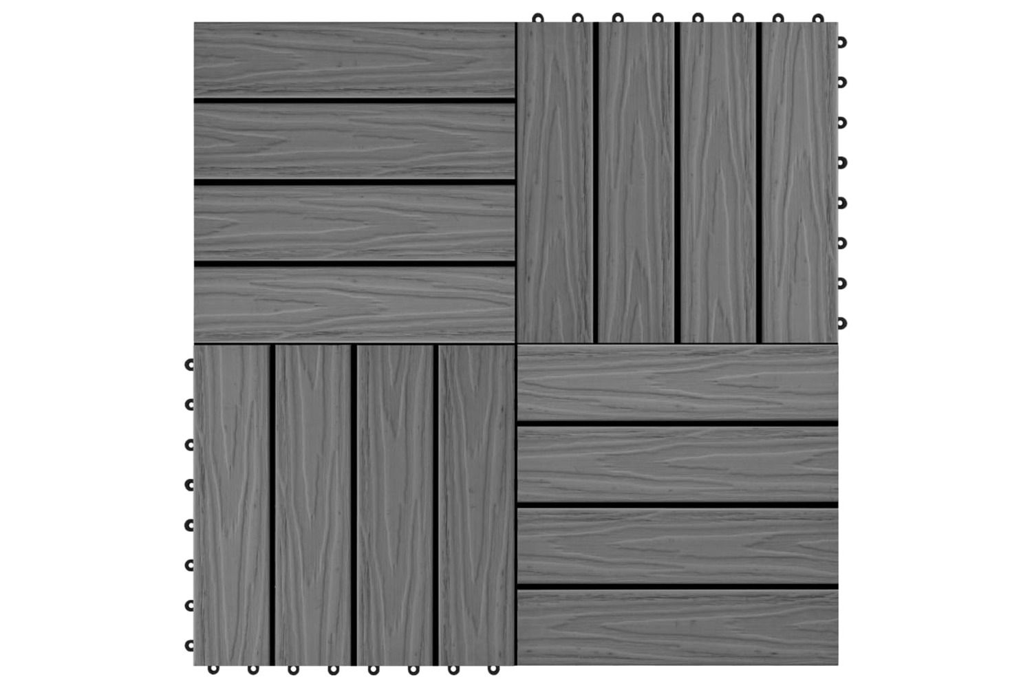 vidaXL 45035 11 Pcs Decking Tiles Deep Embossed Wpc 30x30cm