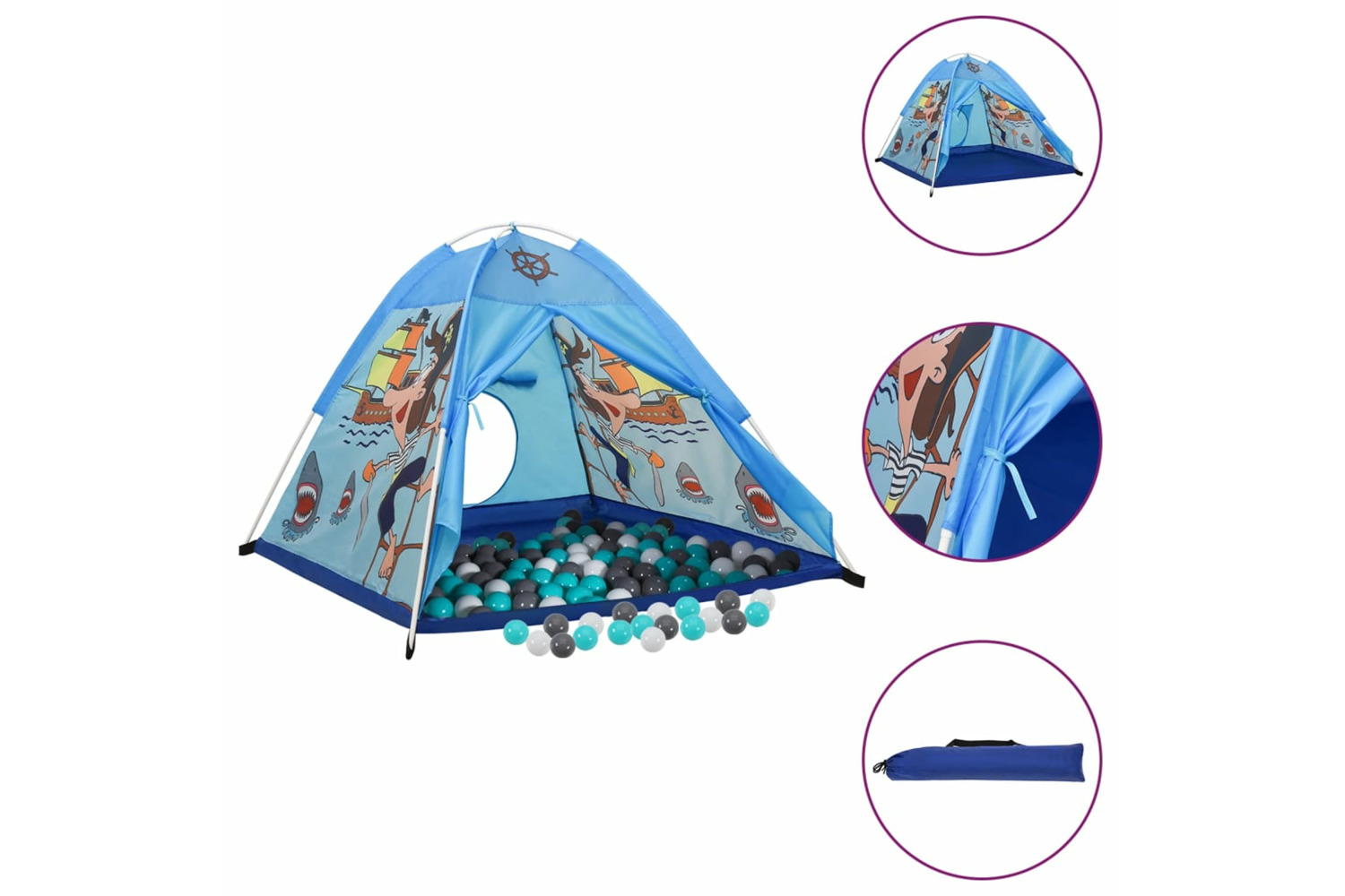 vidaXL 3107743 Children Play Tent With 250 Balls Blue 120x120x90cm