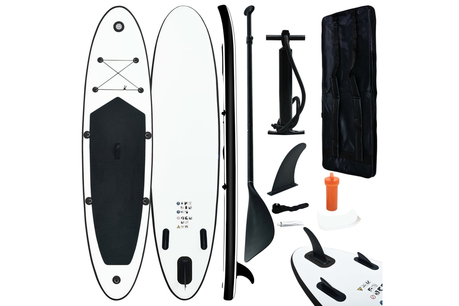 Vidaxl Inflatable Stand Up Paddle Board Set Black And White