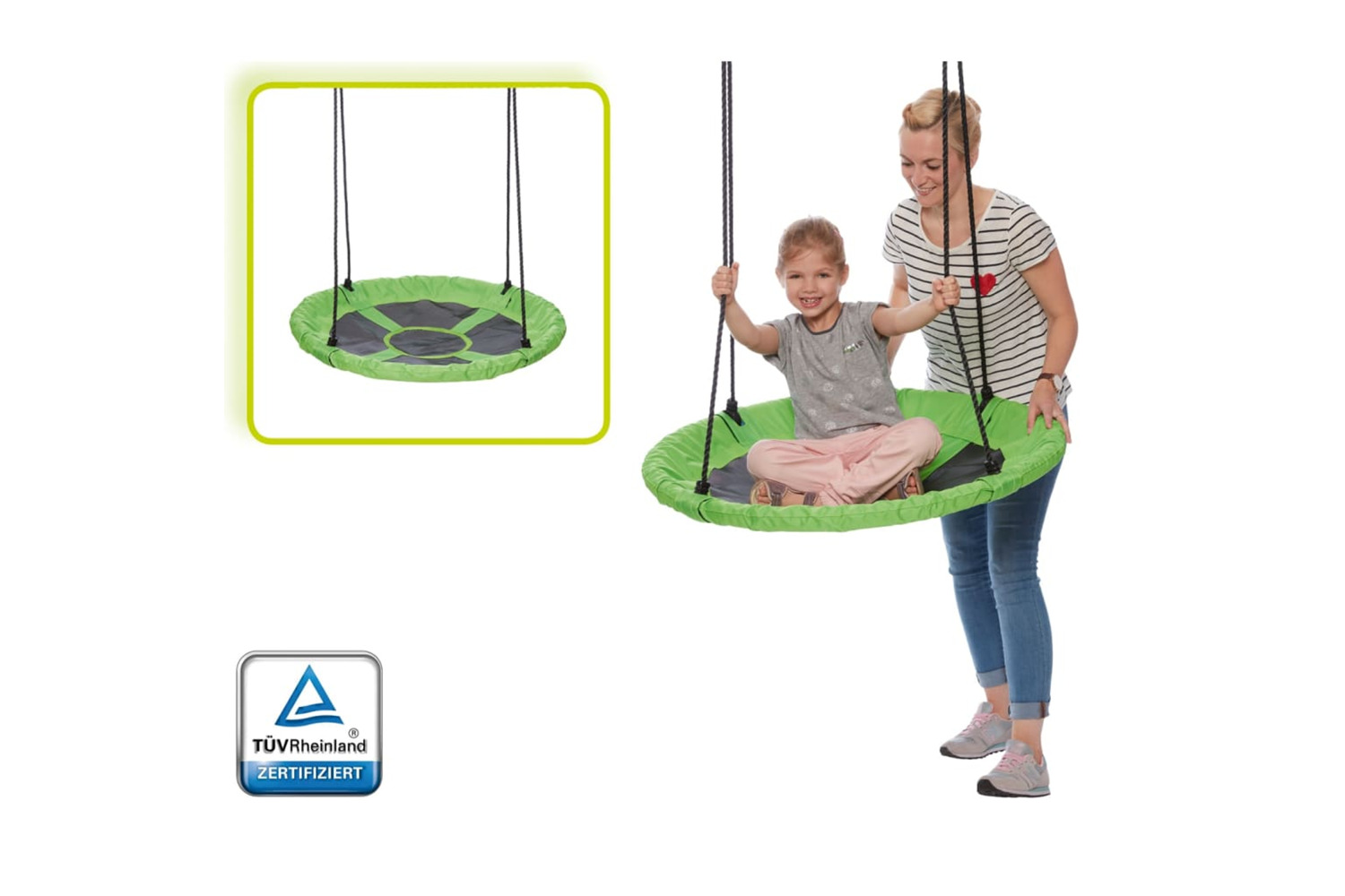 Happy People 428360 Kids Swing Seat 90 Cm Green And Black