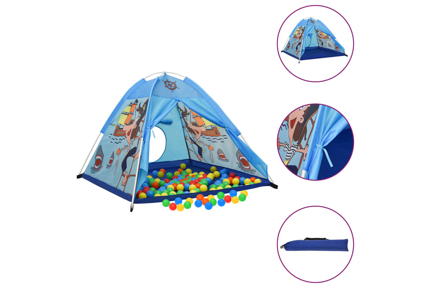 vidaXL 3107742 Children Play Tent With 250 Balls Blue 120x120x90cm