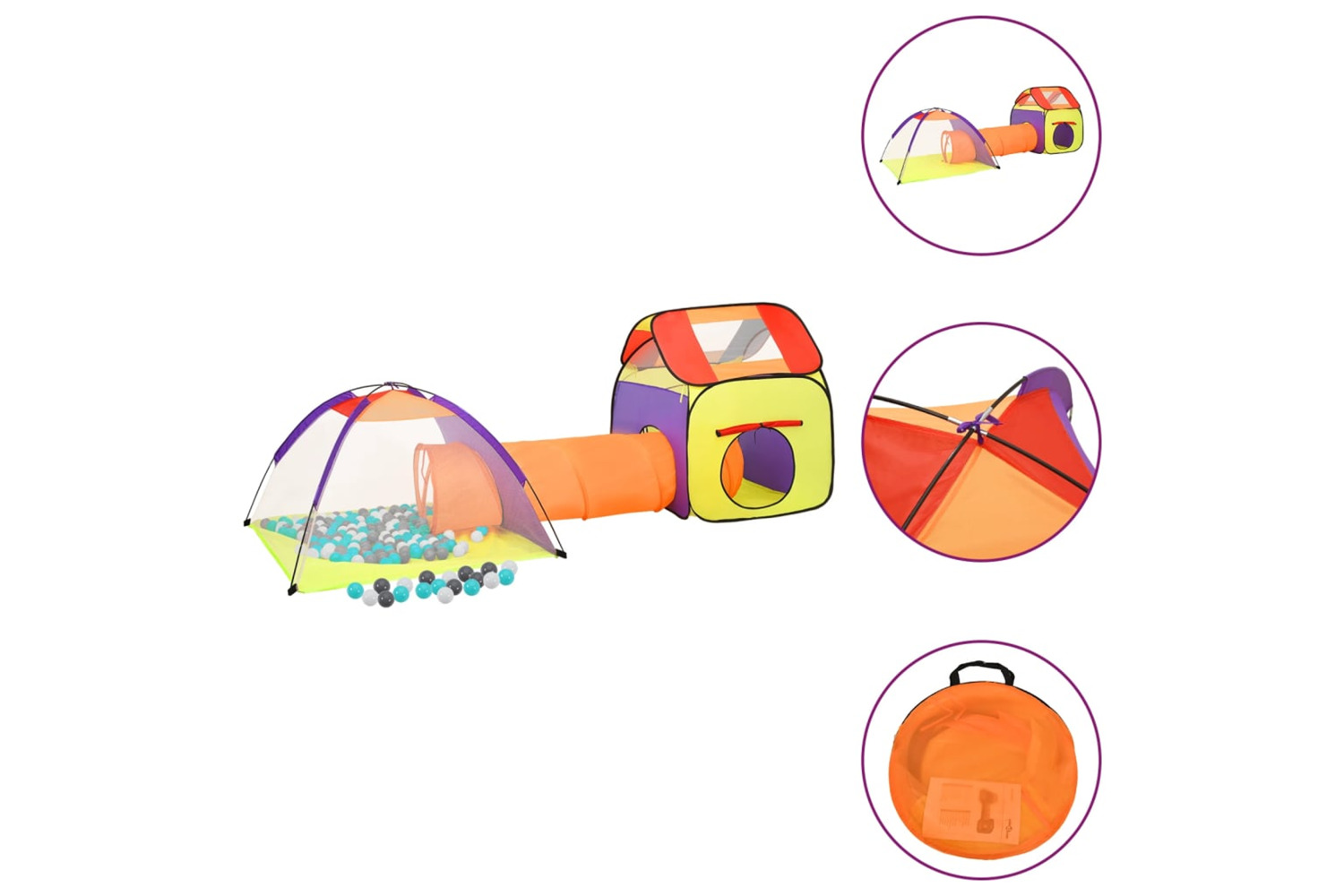 vidaXL 3107731 Children Play Tent With 250 Balls Multicolour 338x123x111cm