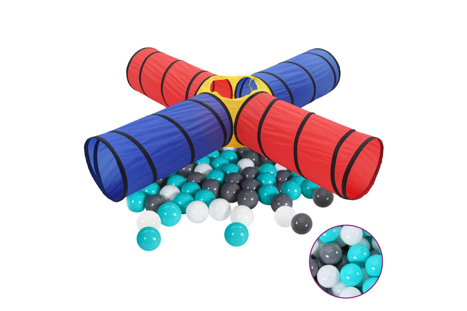 vidaXL 3107710 Children Play Tunnel With 250 Balls Multicolour