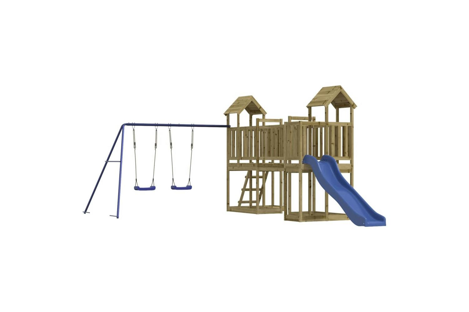Vidaxl 3155848 Playhouse With Slide Swings Impregnated Wood Pine