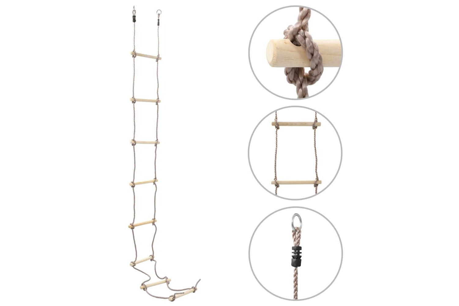 Vidaxl Kids Rope Ladder 290 Cm Wood