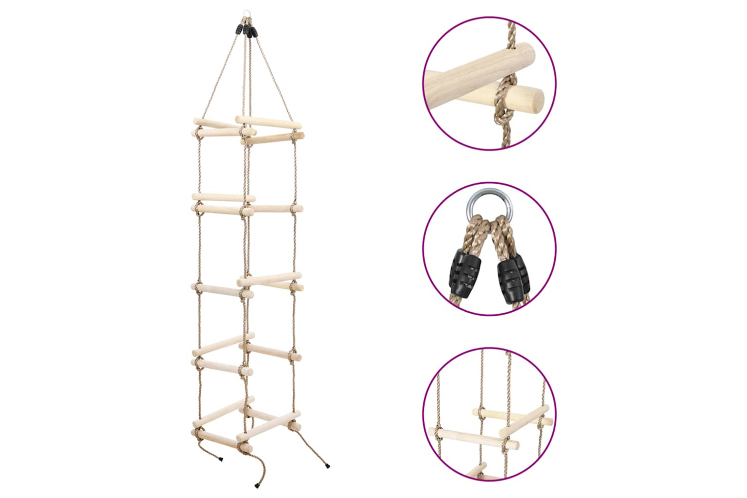 Vidaxl Kids Rope Ladder 200 Cm Wood