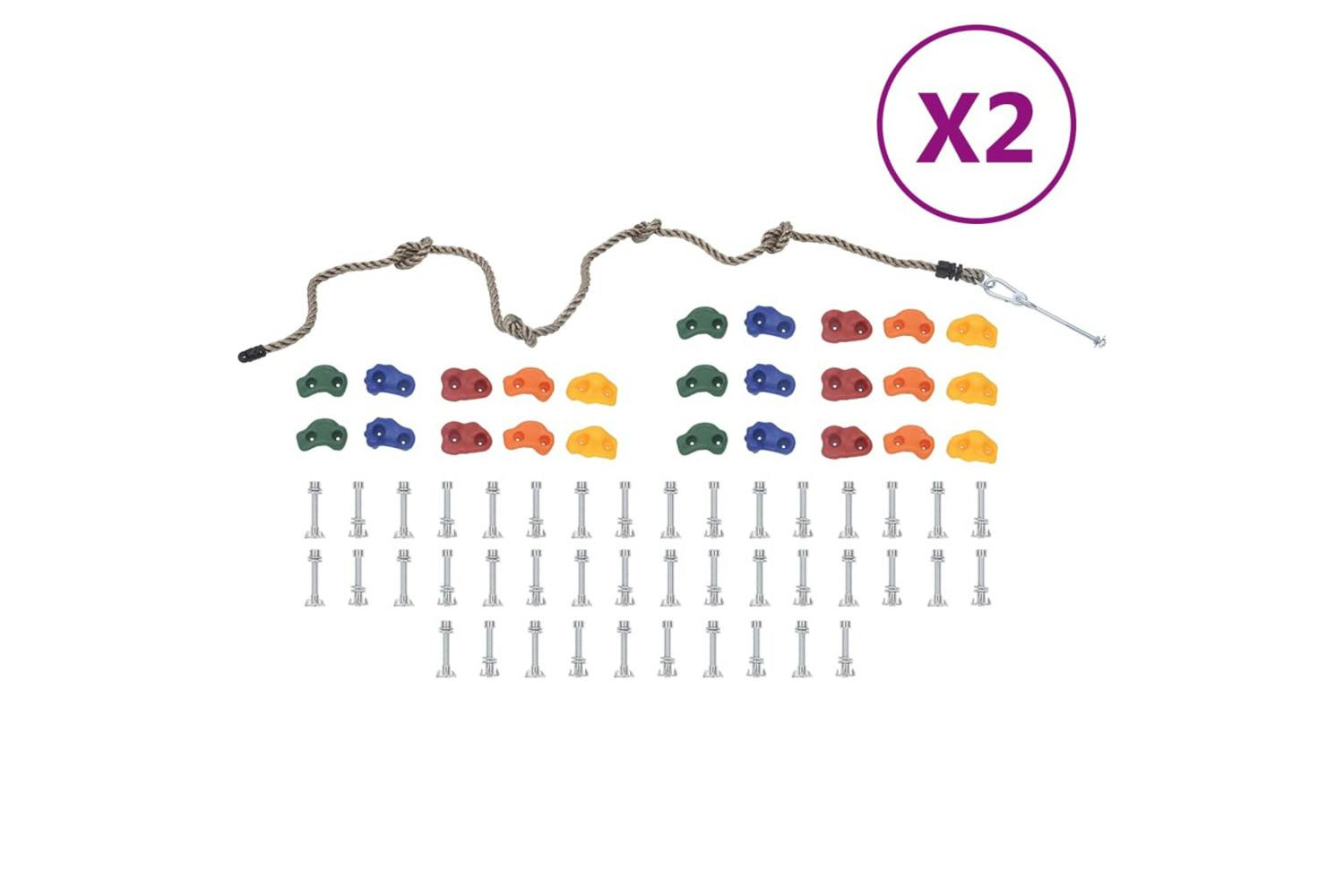 Vidaxl 3094306 Climbing Stones With Rope 50 Pcs Multicolour