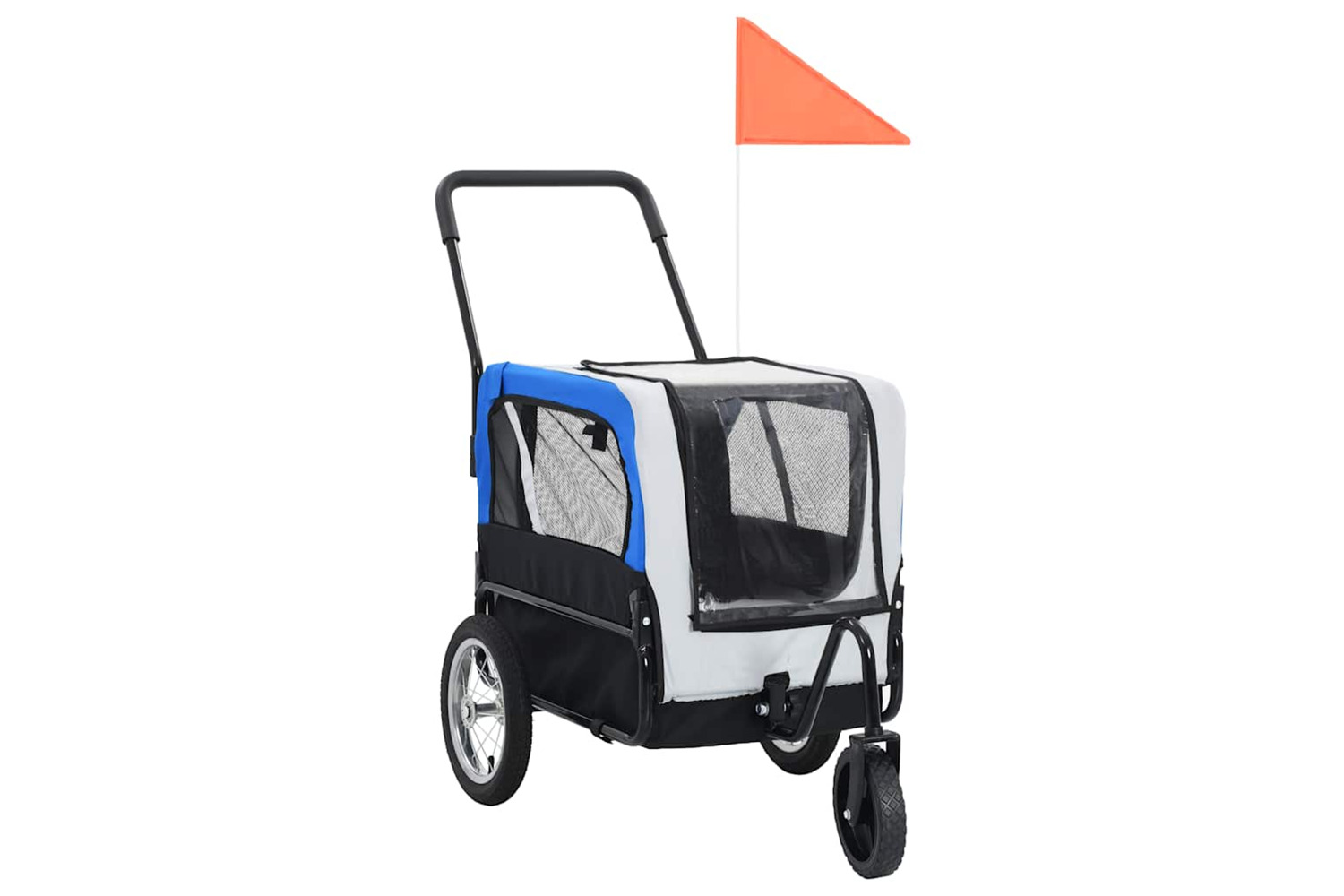Vidaxl 2-in-1 Pet Bike Trailer & Jogging Stroller Grey And Blue