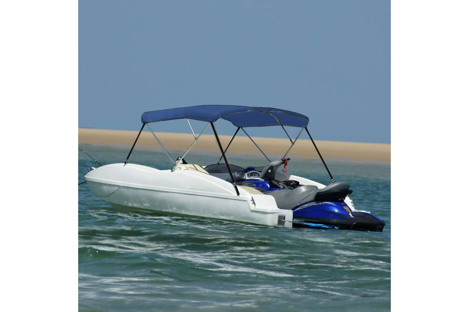 vidaXL 92365 3 Bow Bimini Top Blue 183x180x137cm