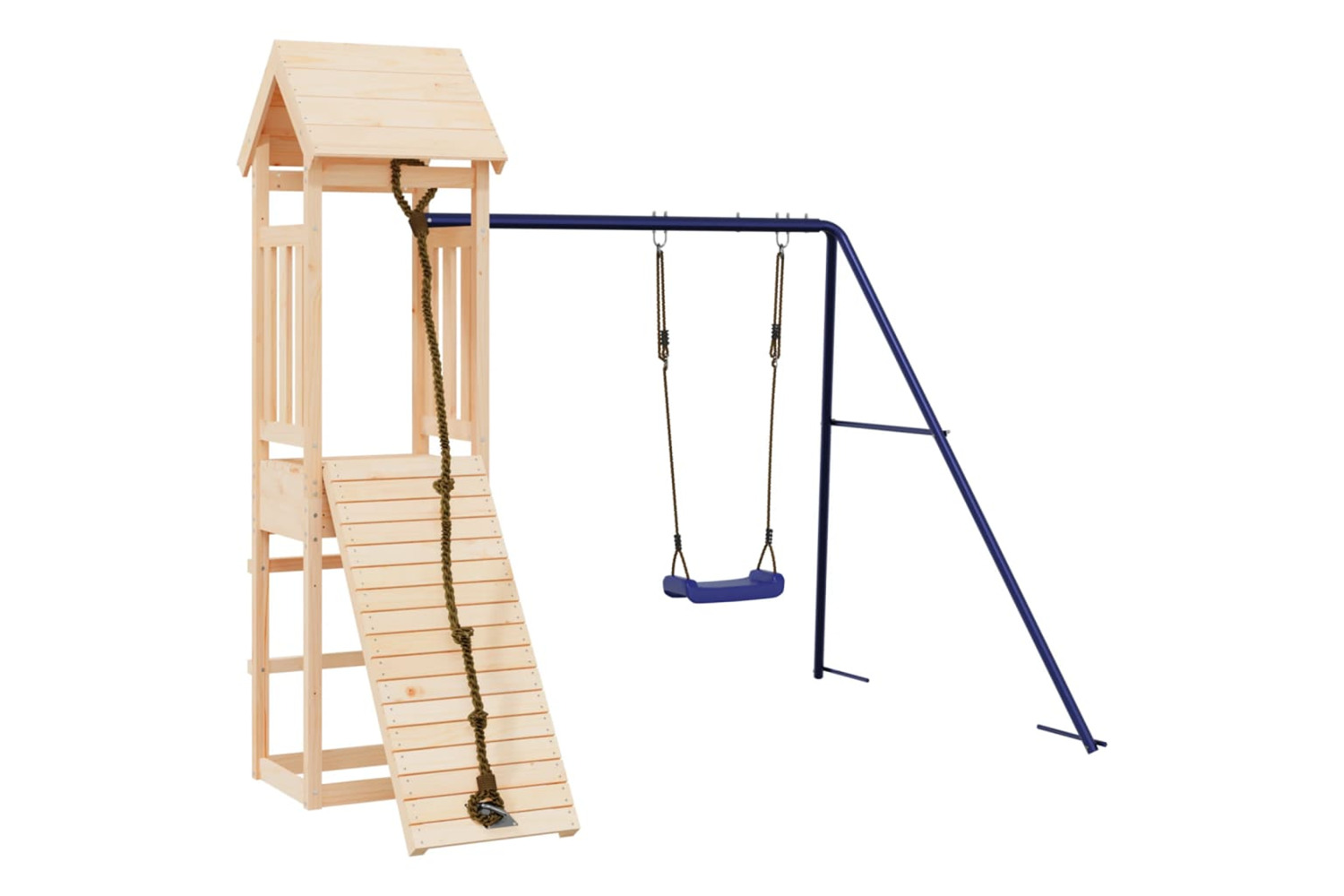 vidaXL 3155813 Playhouse With Climbing Wall Swing Solid Wood Pine