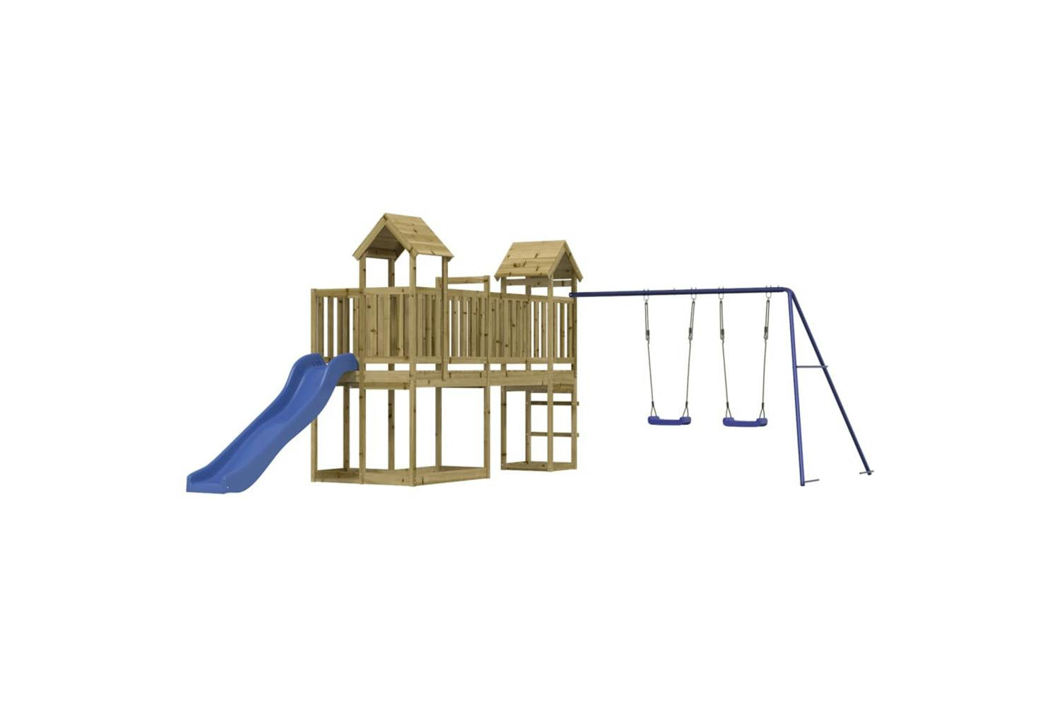 Vidaxl 3155851 Playhouse With Slide Swings Impregnated Wood Pine