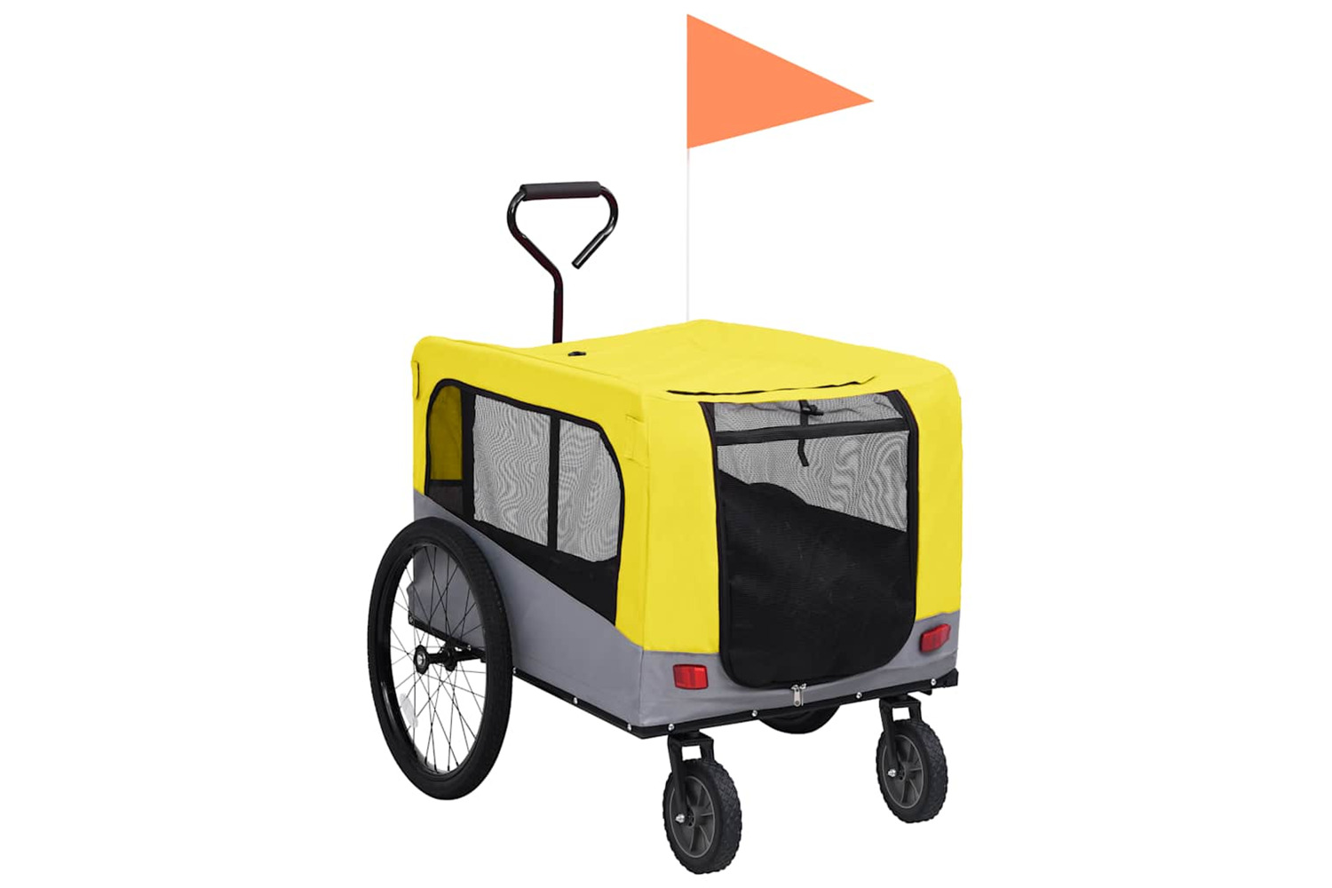 Vidaxl 2-in-1 Pet Bike Trailer & Jogging Stroller Yellow And Grey
