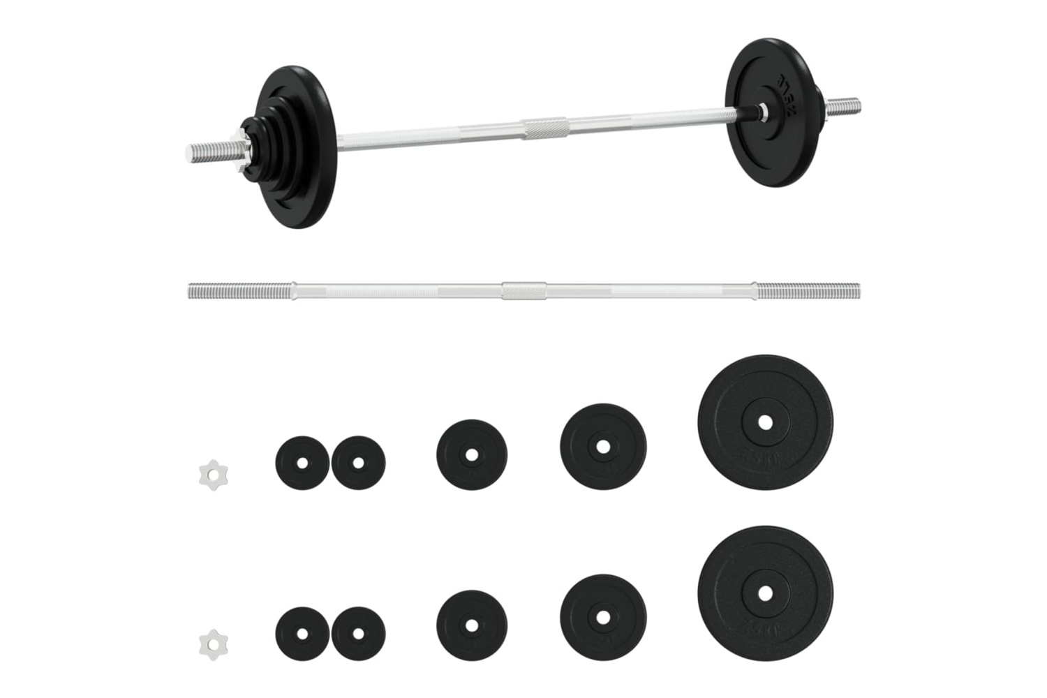 vidaXL 93627 Barbell With Plates Set 30 Kg Cast Iron