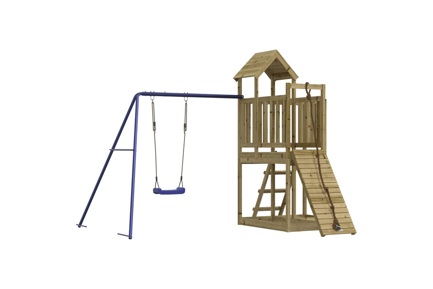 vidaXL 3155836 Playhouse With Climbing Wall Swing Impregnated Wood Pine