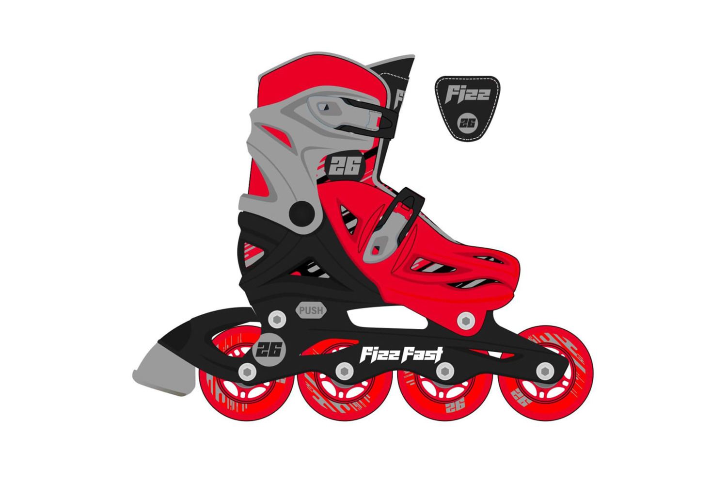 Street Surfing 440730 Inline Skate Fizz Red And Black S 31-3