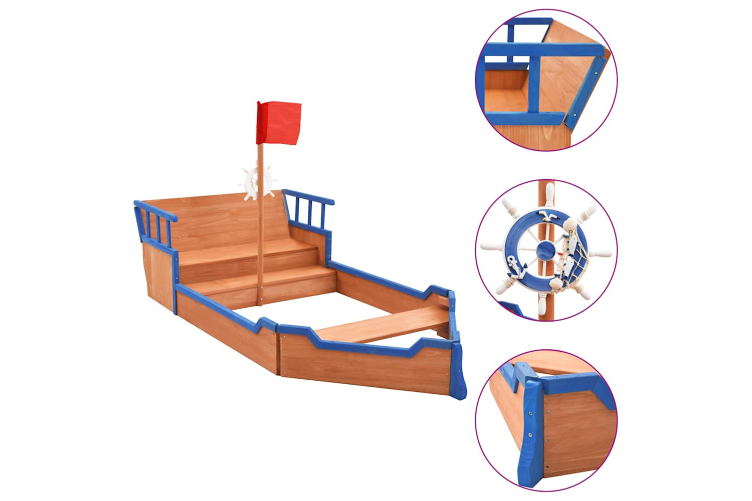 Vidaxl Sandbox Pirate Ship Firwood 190x94.5x101 Cm