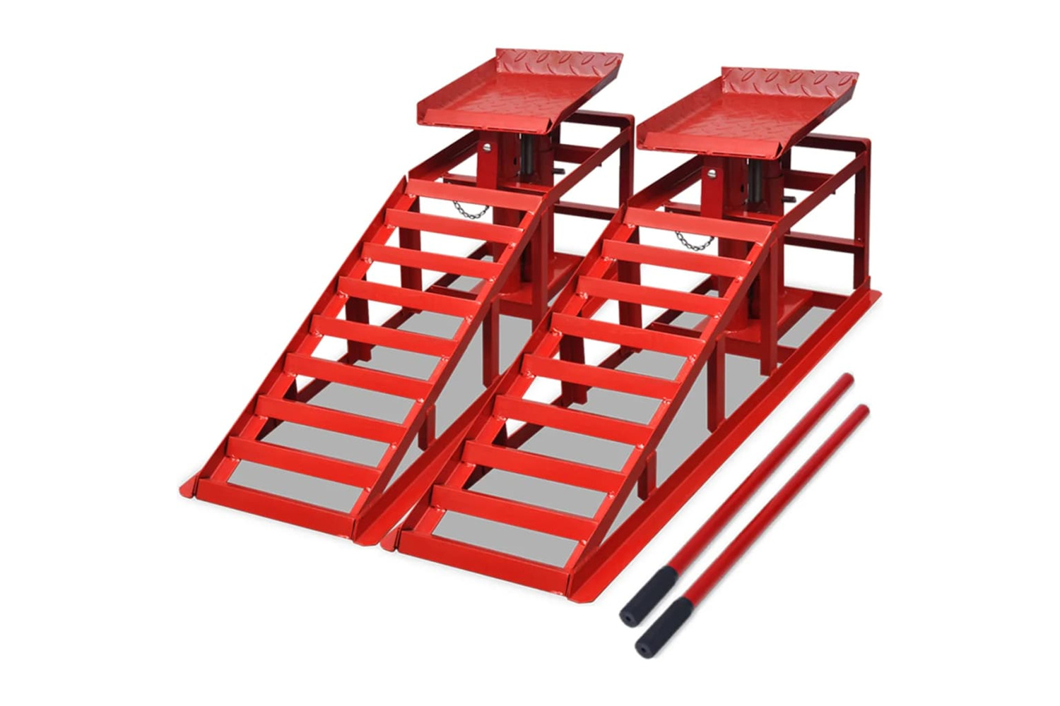 vidaXL 210352 Car Repair Ramps 2 Pcs Red Steel