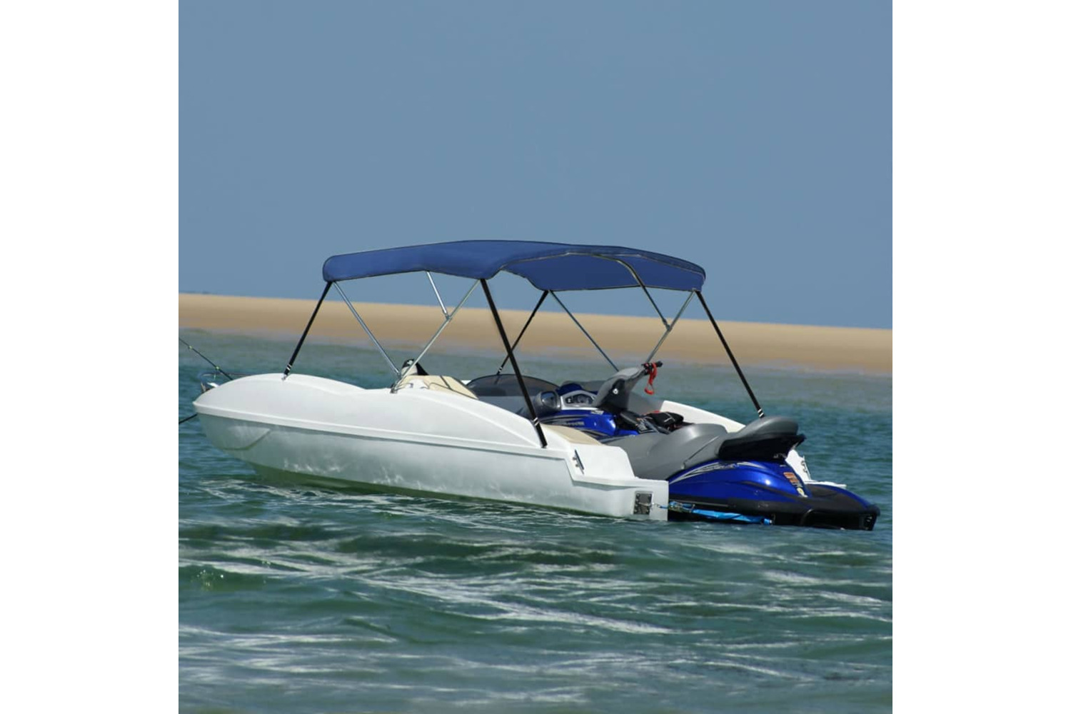 vidaXL 92366 3 Bow Bimini Top Blue 183x196x137cm