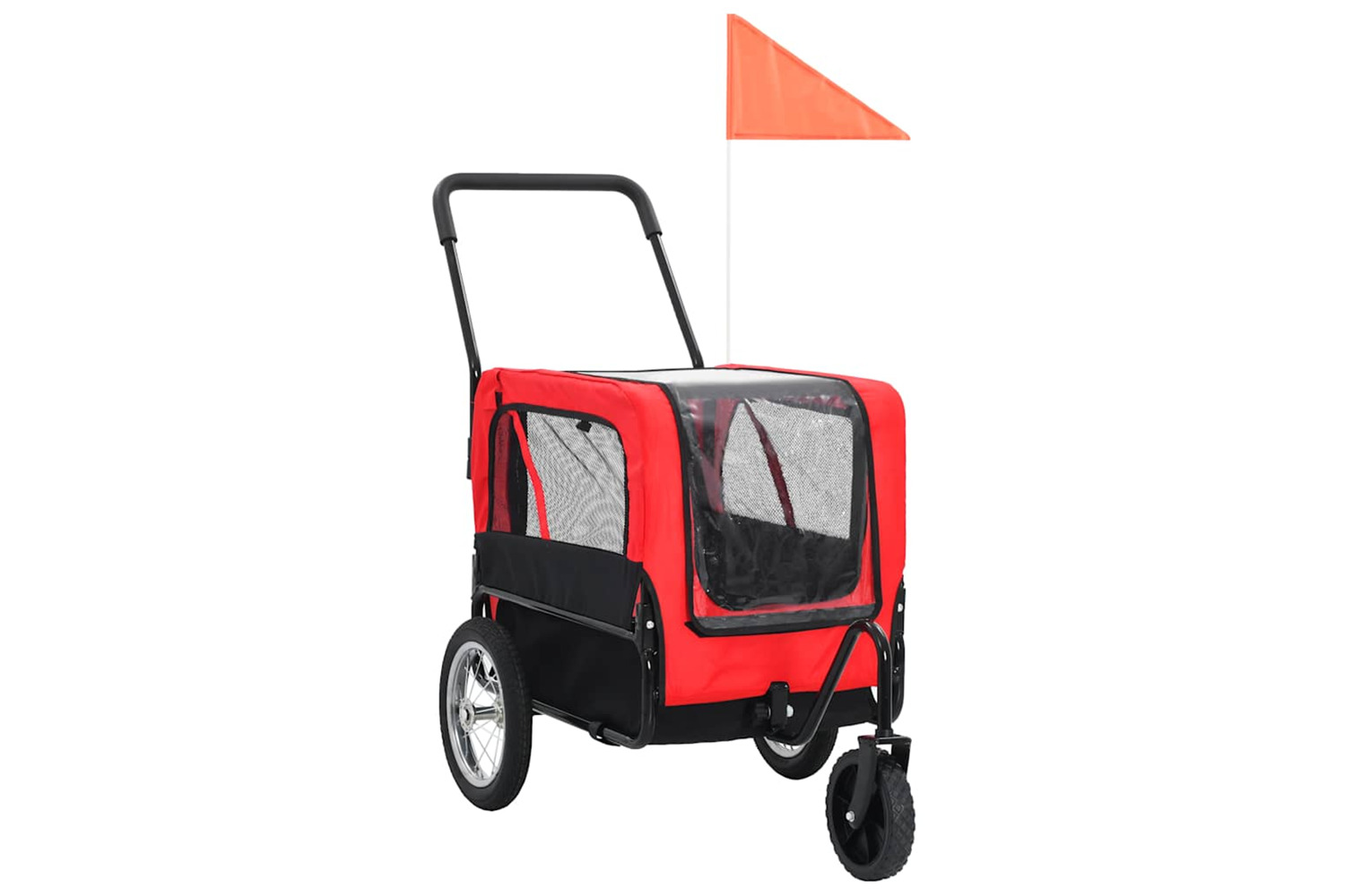 Vidaxl 2-in-1 Pet Bike Trailer & Jogging Stroller Red And Black