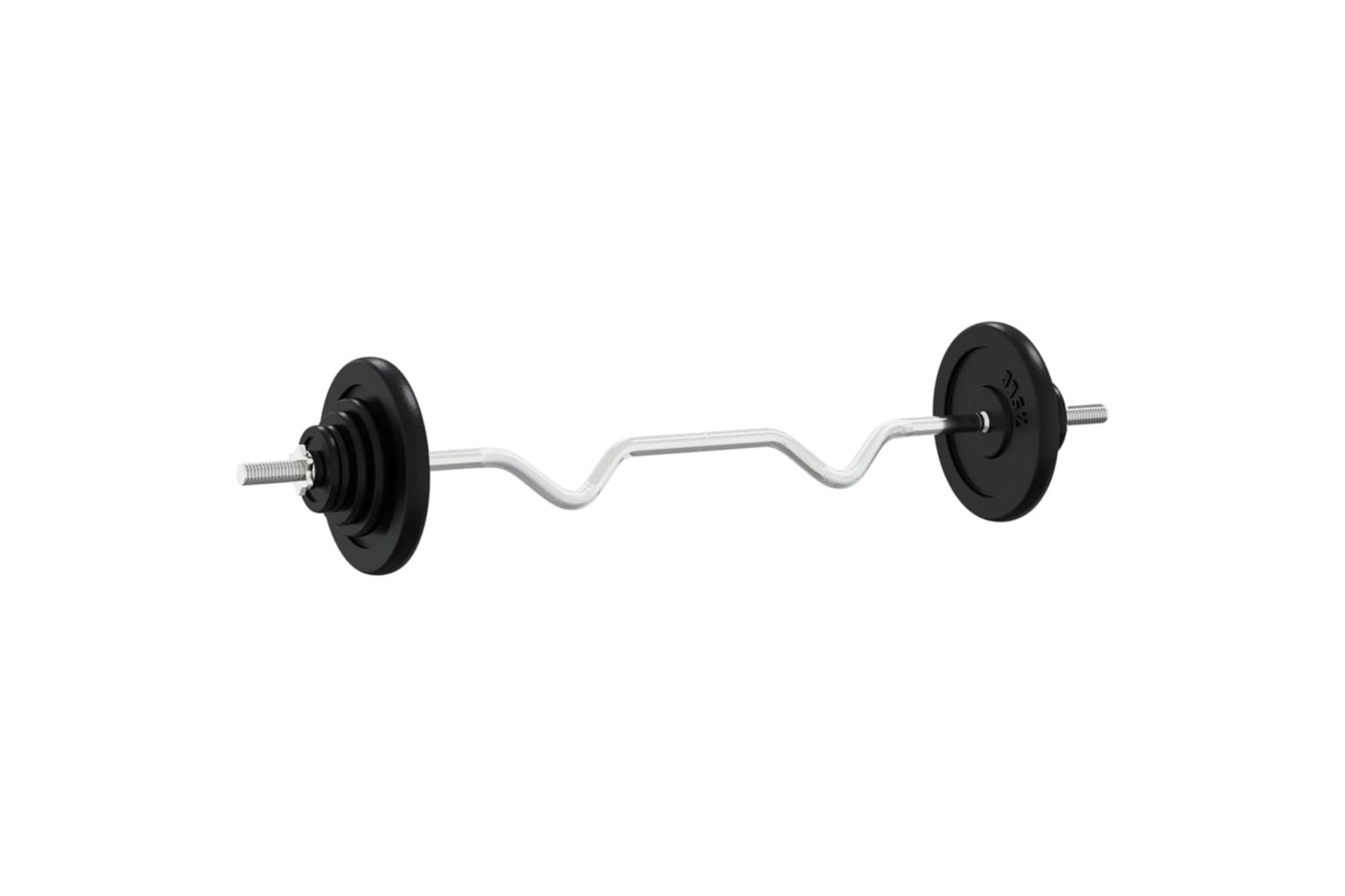 vidaXL 3145040 Barbell With Plates 90 Kg Cast Iron & Chrome Plated Steel