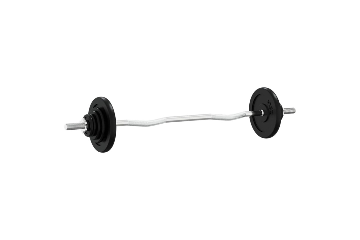 vidaXL 3145035 Barbell With Plates 60 Kg Cast Iron & Chrome Plated Steel