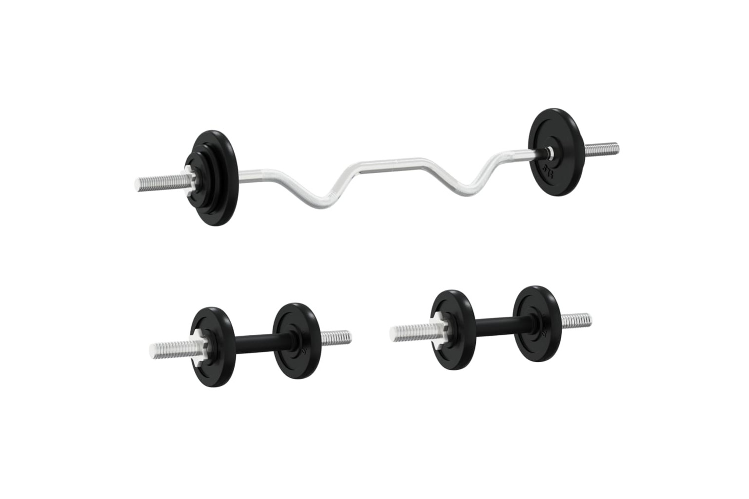 vidaXL 3145044 Barbell And Dumbbell With Plates 60 Kg Cast Iron