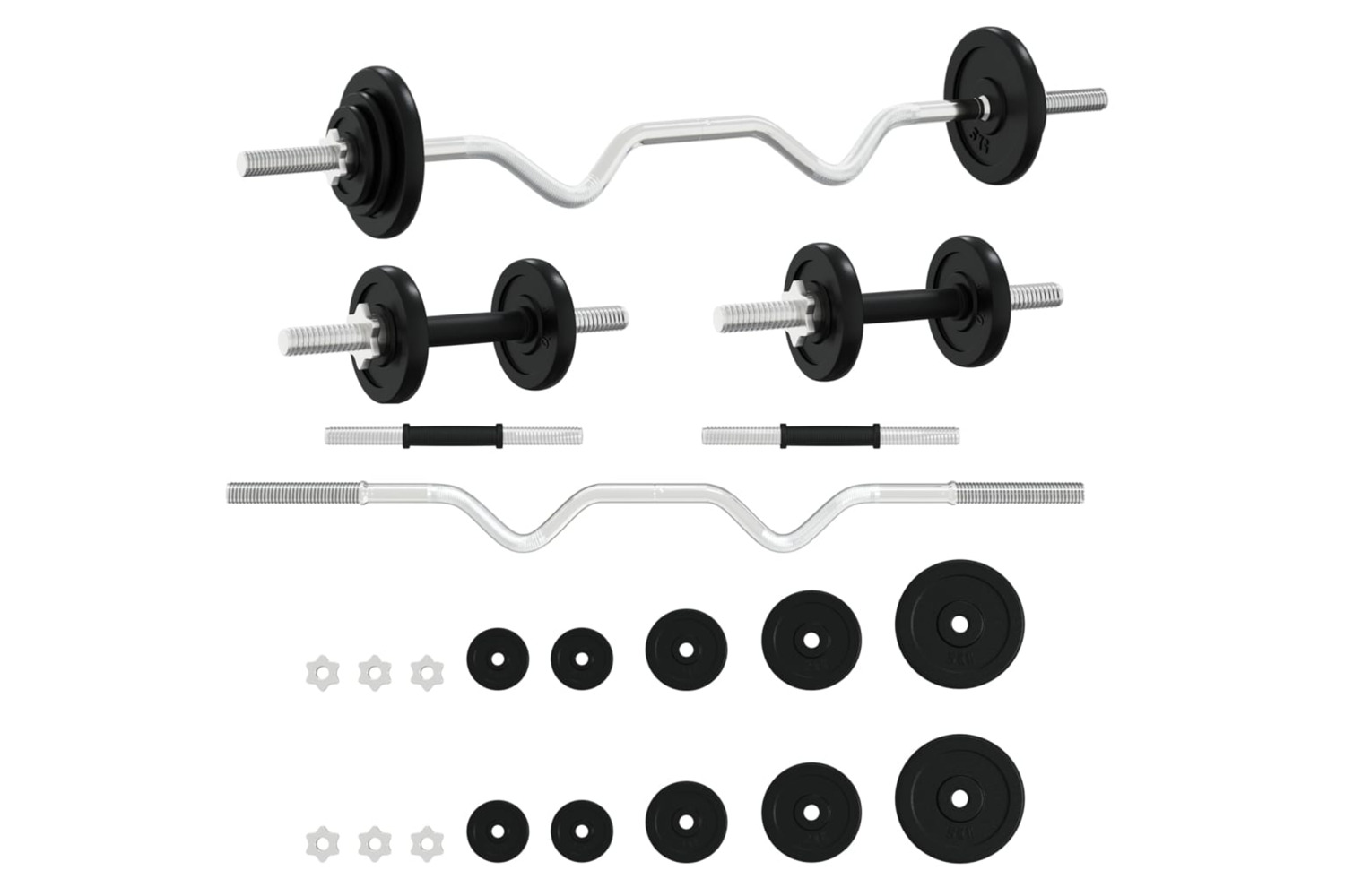 vidaXL 93633 Barbell And Dumbbell Set 30 Kg Cast Iron