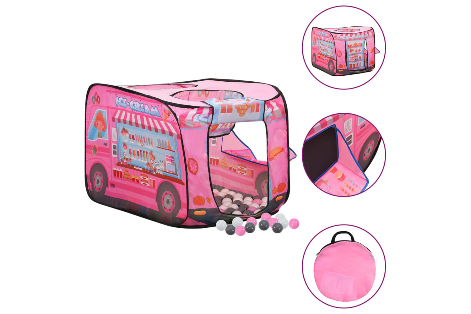 vidaXL 3107753 Children Play Tent With 250 Balls Pink 70x112x70cm