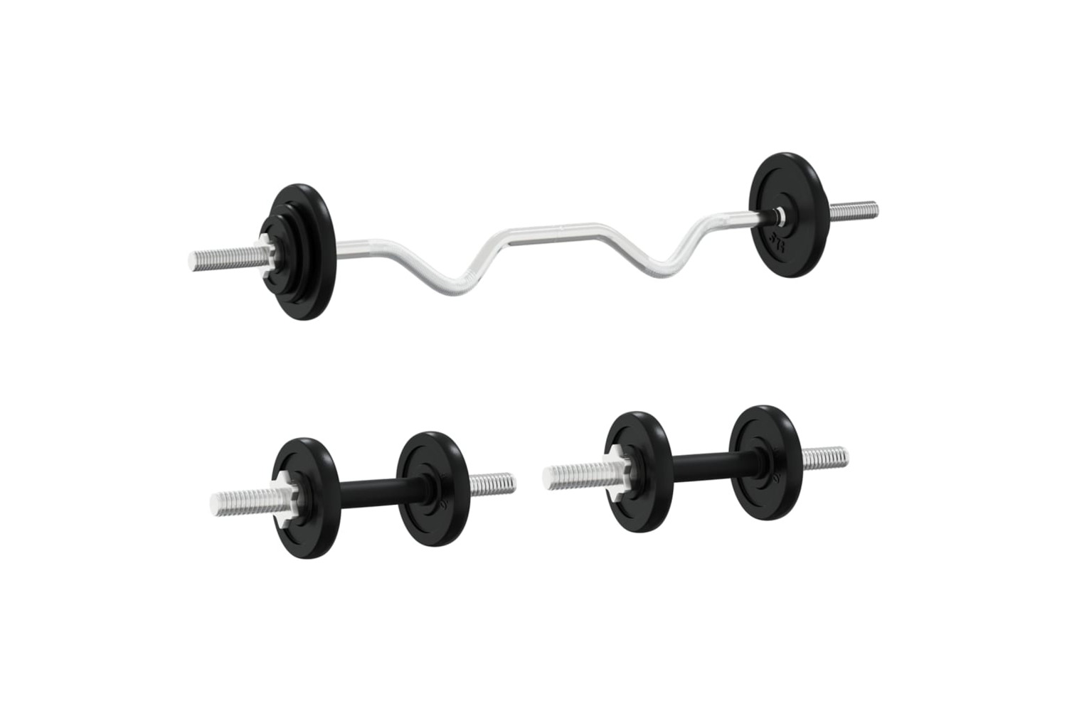 vidaXL 3145047 Barbell And Dumbbell With Plates 90 Kg Cast Iron