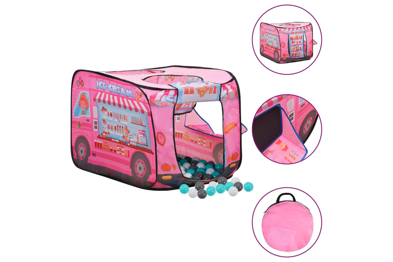 vidaXL 3107752 Children Play Tent With 250 Balls Pink 70x112x70cm