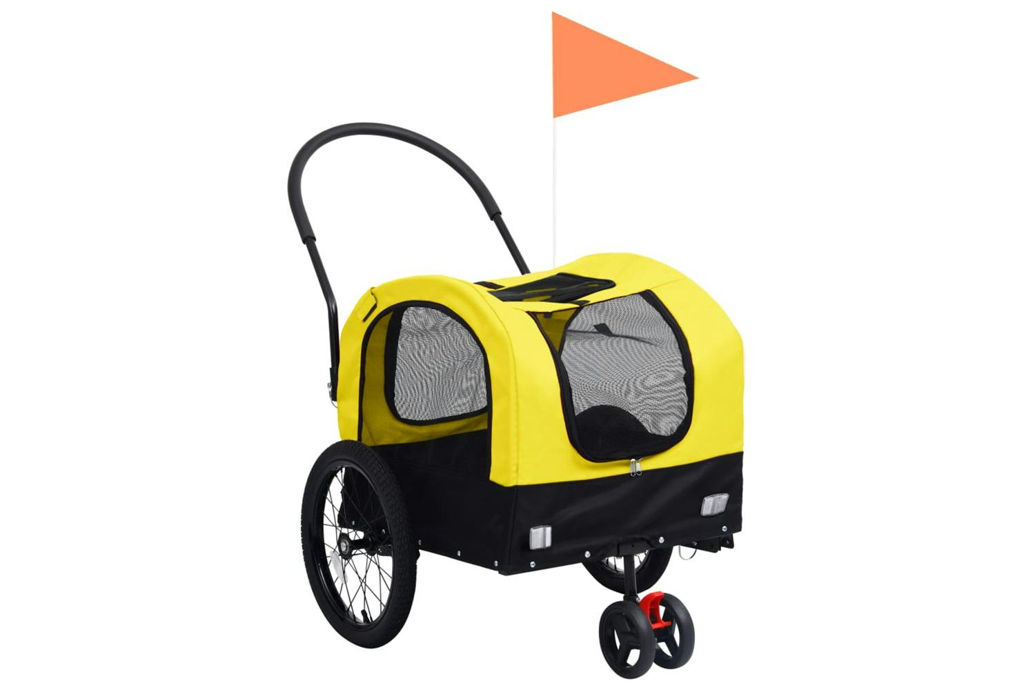 Vidaxl 2-in-1 Pet Bike Trailer & Jogging Stroller Yellow And Black