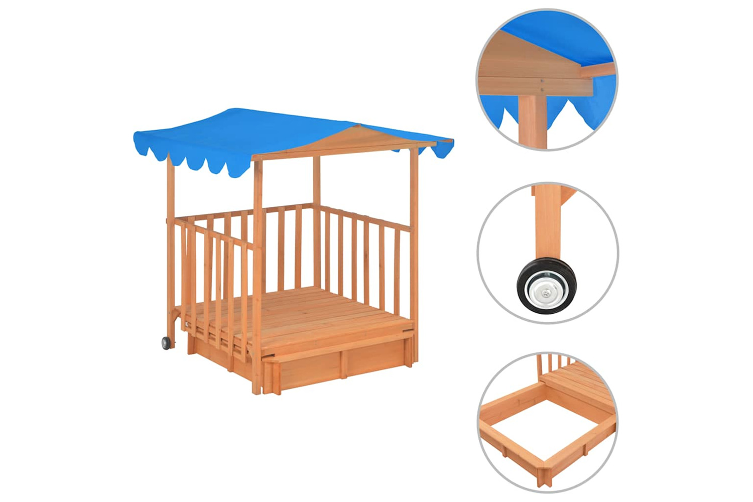 Vidaxl Kids Playhouse With Sandbox Fir Wood Blue Uv50