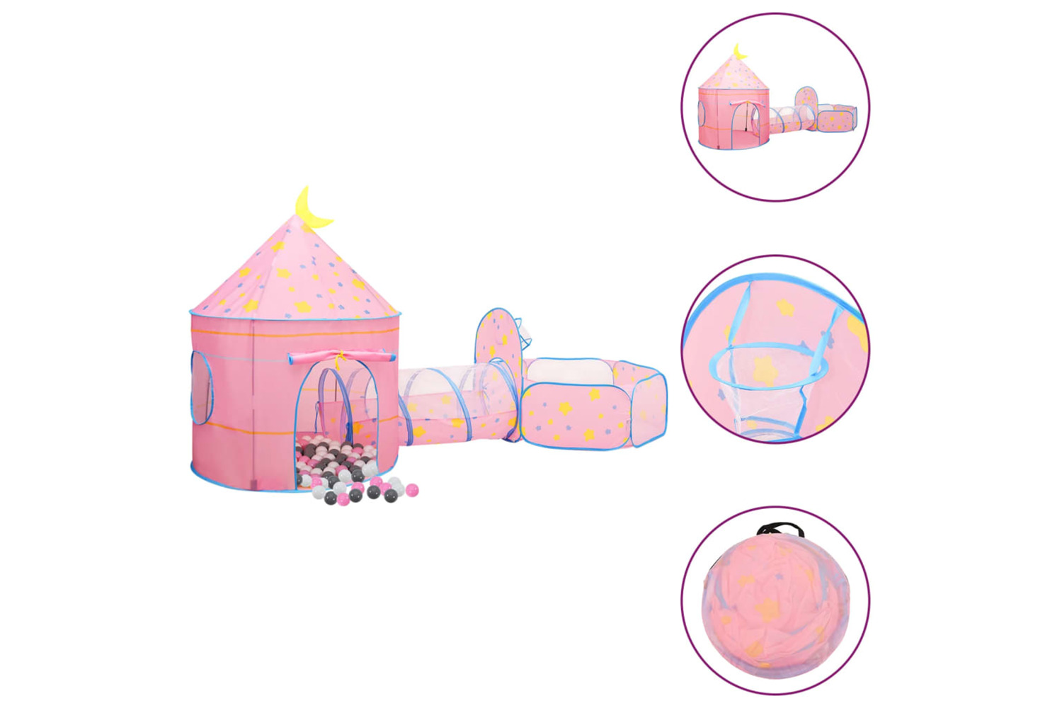 vidaXL 3107738 Children Play Tent With 250 Balls Pink 301x120x128cm