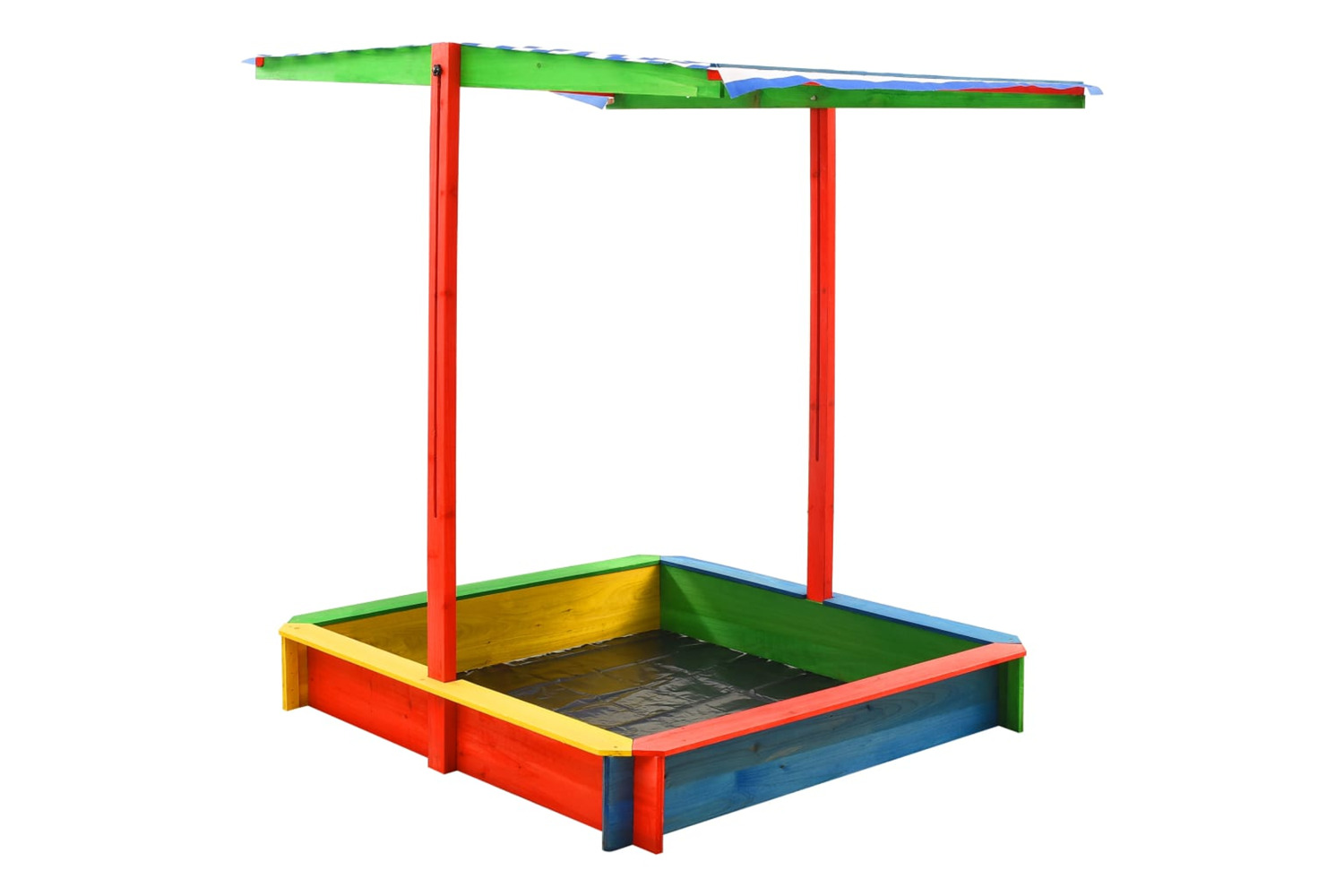 vidaXL 313887 Sandbox With Adjustable Roof Fir Wood Multicolour Uv50