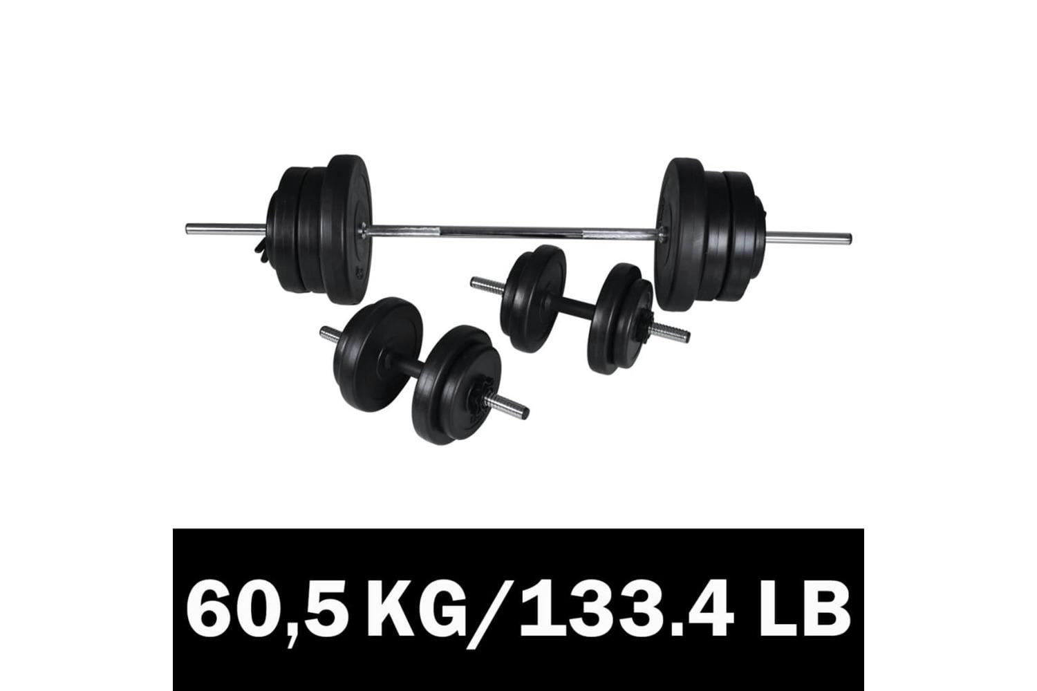 Vidaxl 90375 Barbell + 2 Dumbbell Set 60.5kg