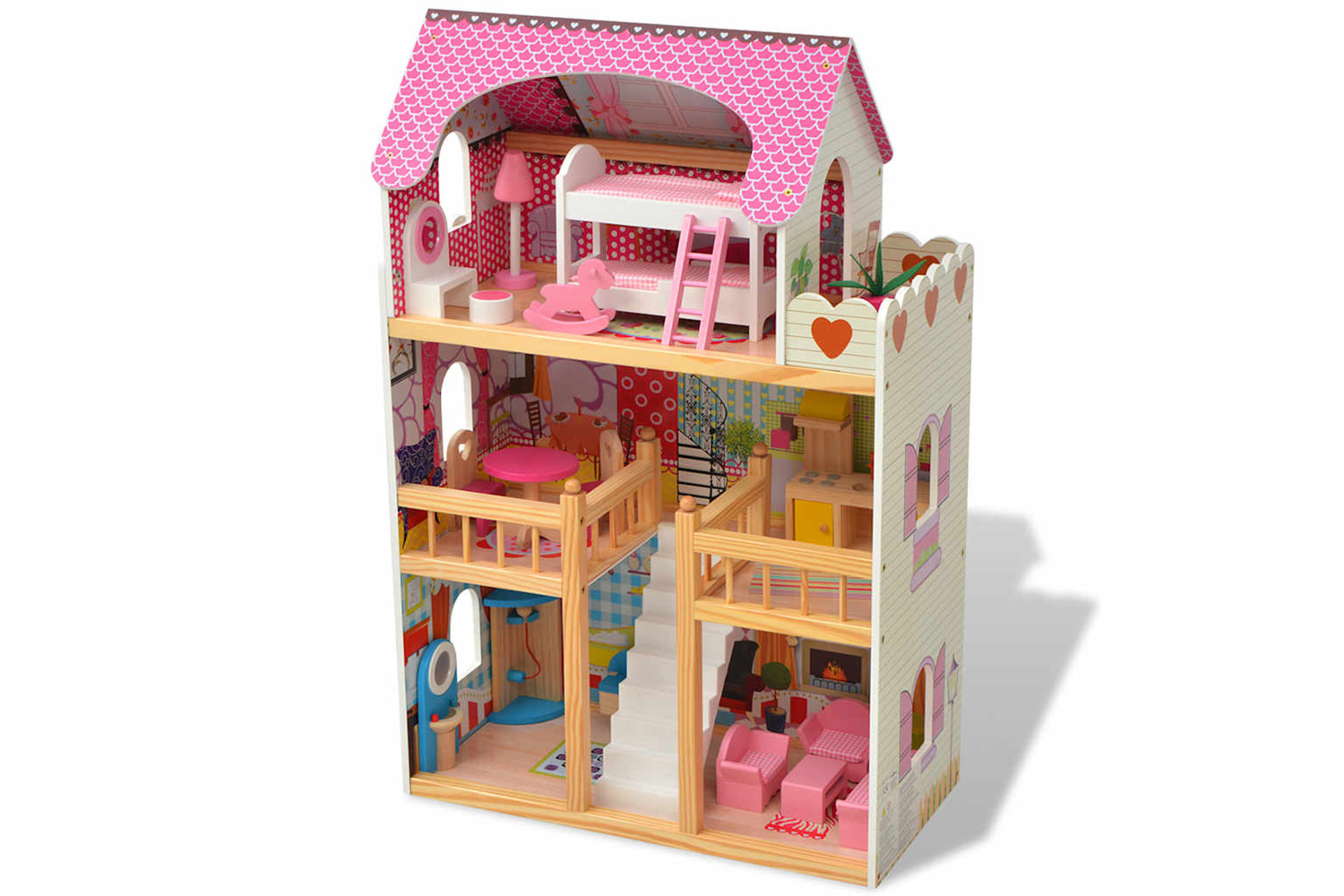 Vidaxl 3-storey Dollhouse Wood 60x30x90 Cm