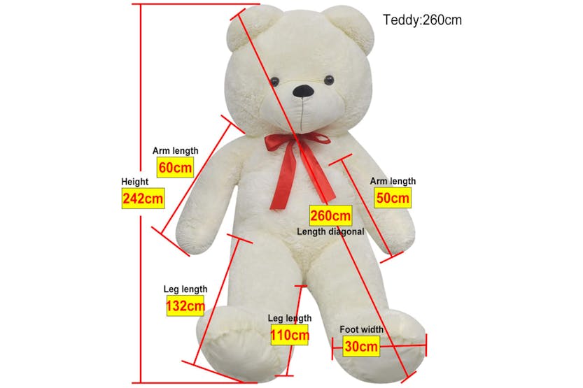 Vidaxl 80148 Teddy Bear Cuddly Toy Plush White 242 Cm