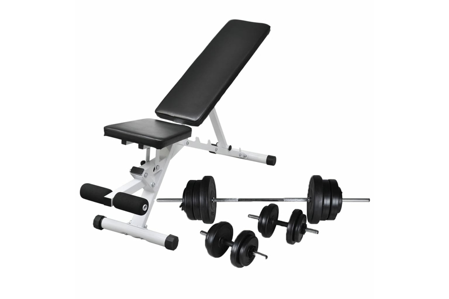 vidaXL 275347 Workout Bench With Barbell And Dumbbell Set 60.5 Kg