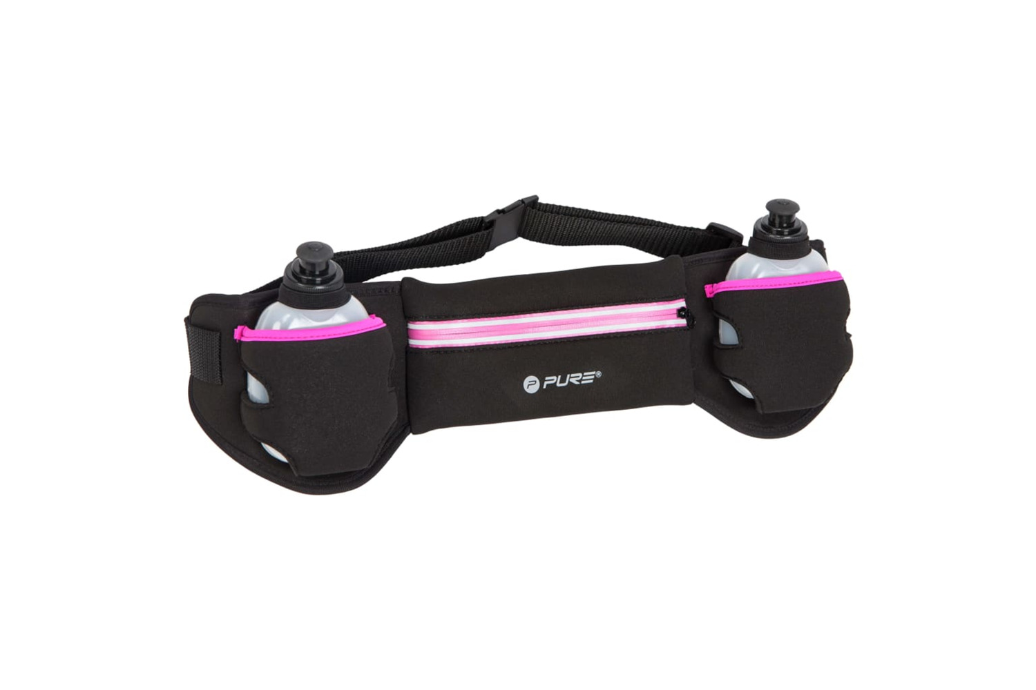 Pure2improve 427710 Running Belt With 2 Bottles Black And Pink