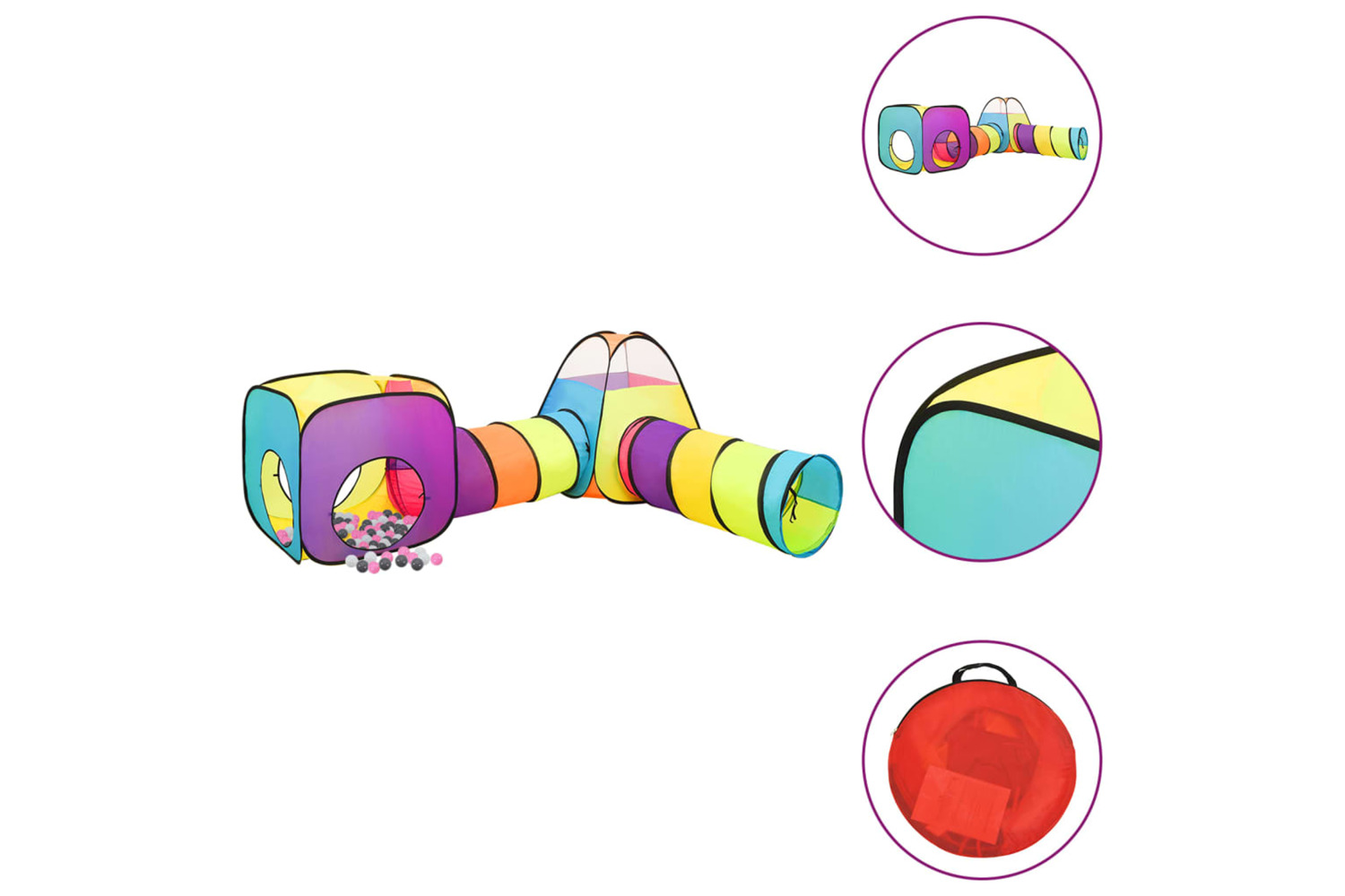 vidaXL 3107756 Children Play Tent With 250 Balls Multicolour 190x264x90cm