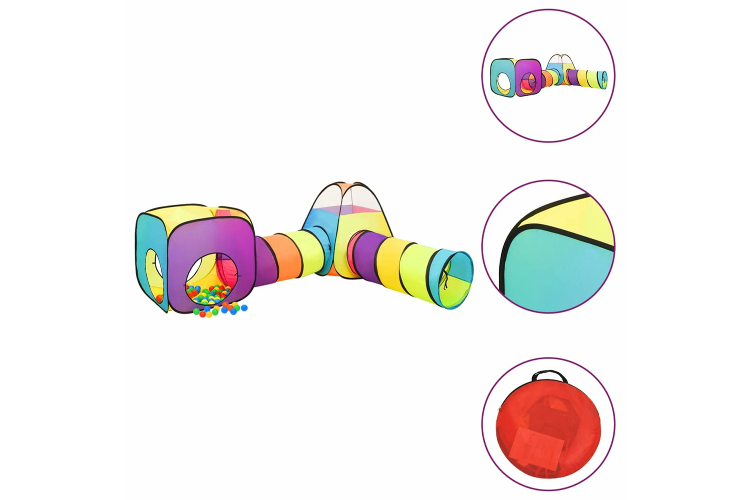 vidaXL 3107754 Children Play Tent With 250 Balls Multicolour 190x264x90cm