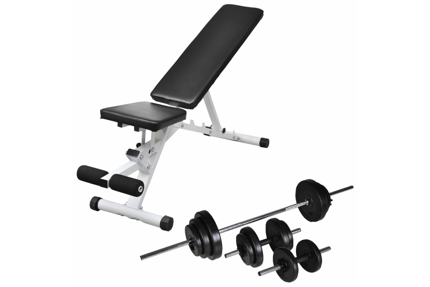 vidaXL 275351 Workout Bench With Barbell And Dumbbell Set 30.5 Kg